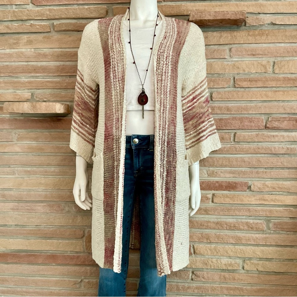 Easel Boho Open Front Duster Cardigan S/M